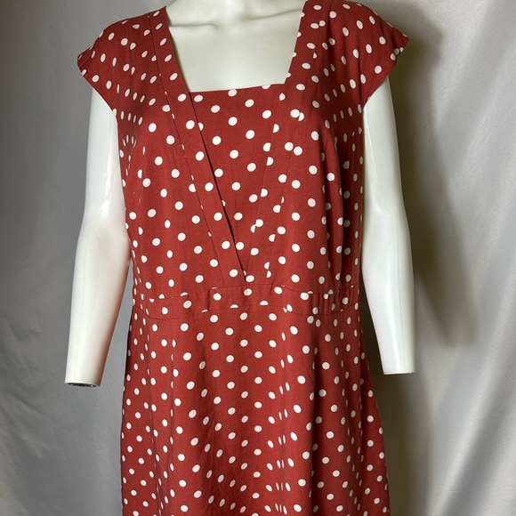 NWT Bravissimo Brand Size 14 Polka Dot Dress Rust  & White - Picture 2 of 5
